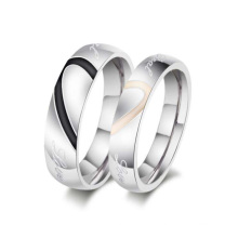 Heart-shaped couple rings, commitment titanium steel wedding ring